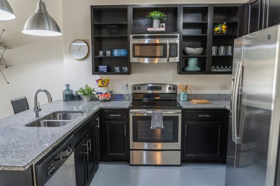 Furnished apartment kitchen