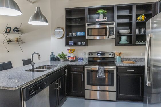 Furnished apartment kitchen